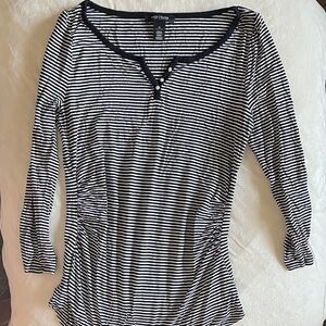 White House Black Market Black and White Striped Blouse